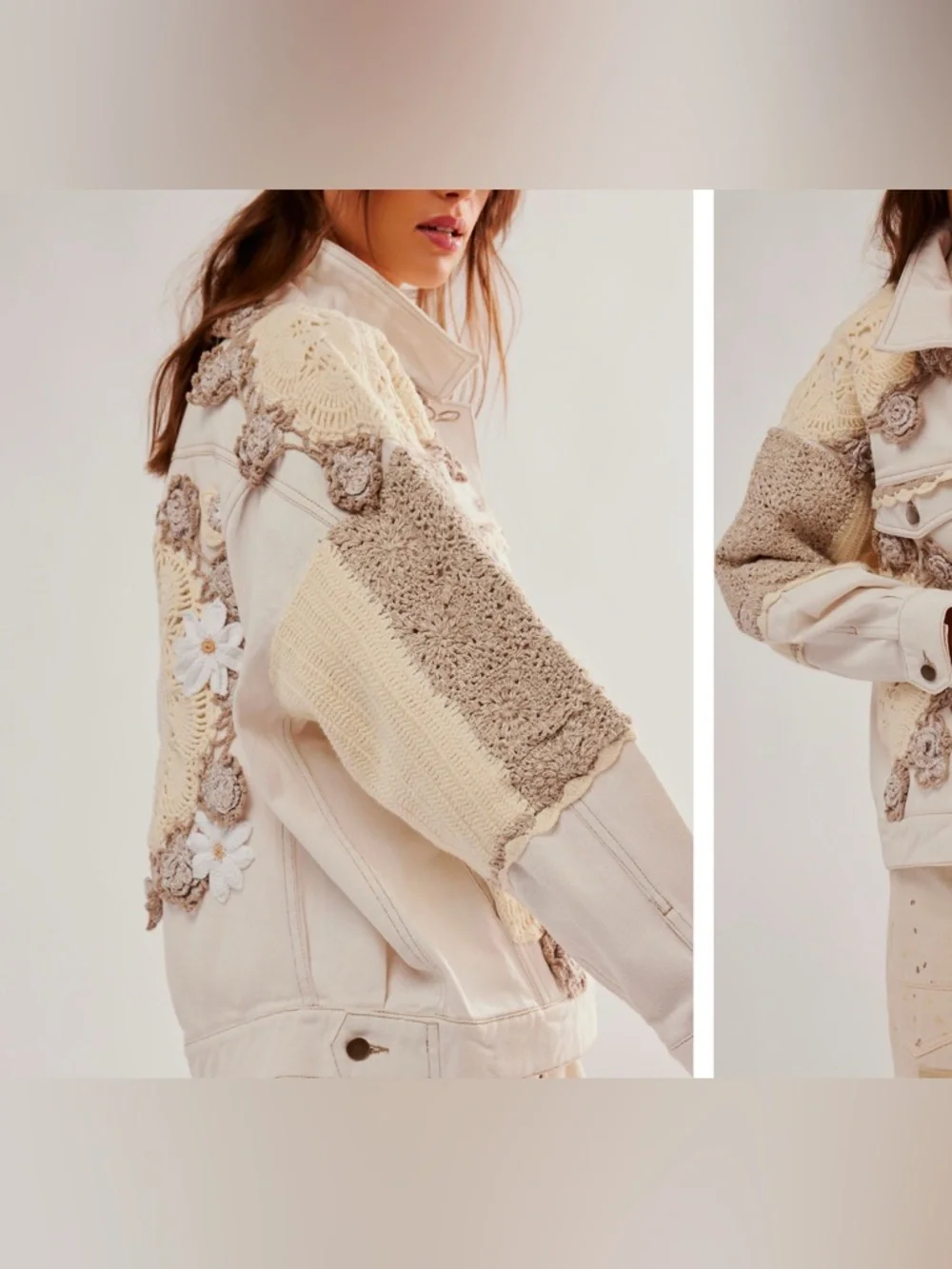 NWOT Free People Bali Rare Hearts Jacket - After Glow Cream Tan Ivory - Medium - Picture 3 of 13